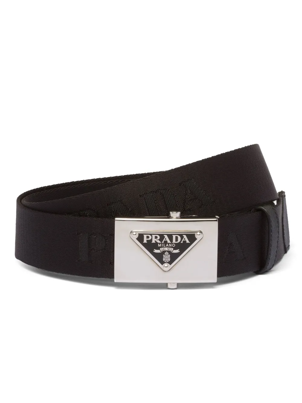

Плетеный ремень с логотипом Prada, черный
