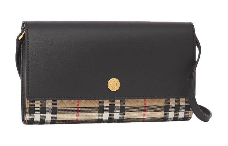 Винтажная кожаная сумка Burberry с тканевыми вставками — фото 2