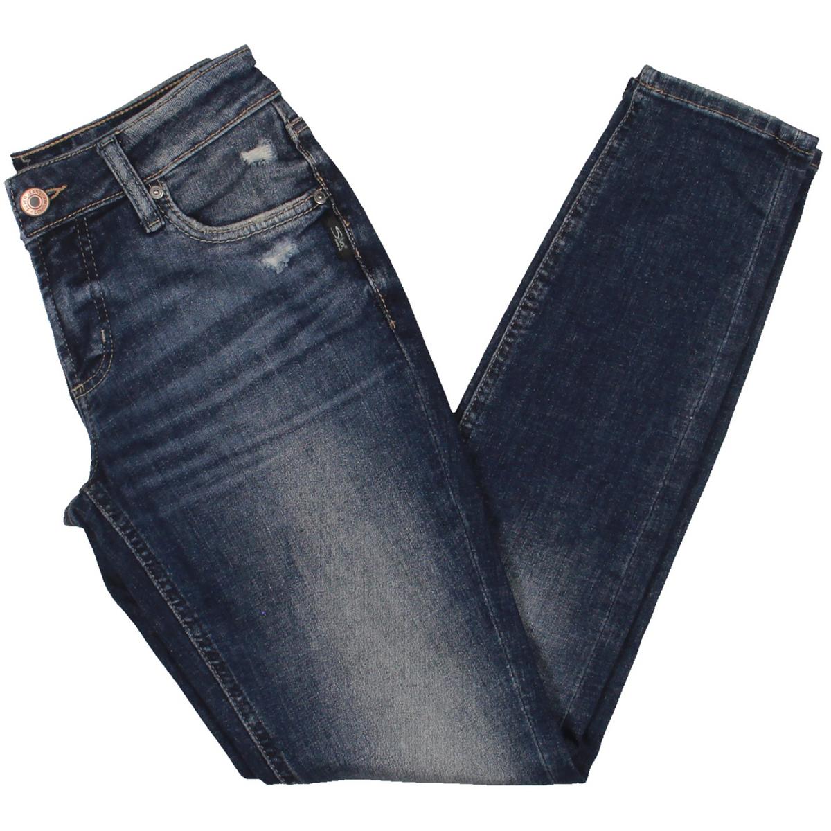 

Женские джинсы скинни с потертостями Silver Jeans Co., индиго