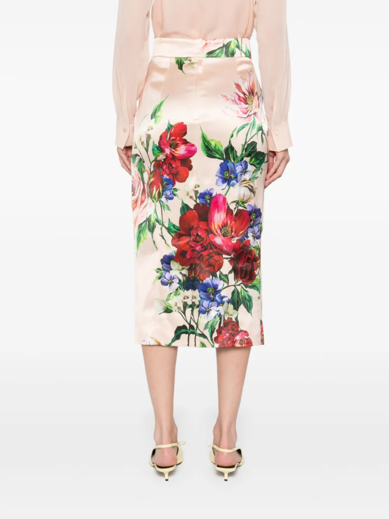 Юбка миди с цветочным принтом Dolce & Gabbana, розовый — фото 4