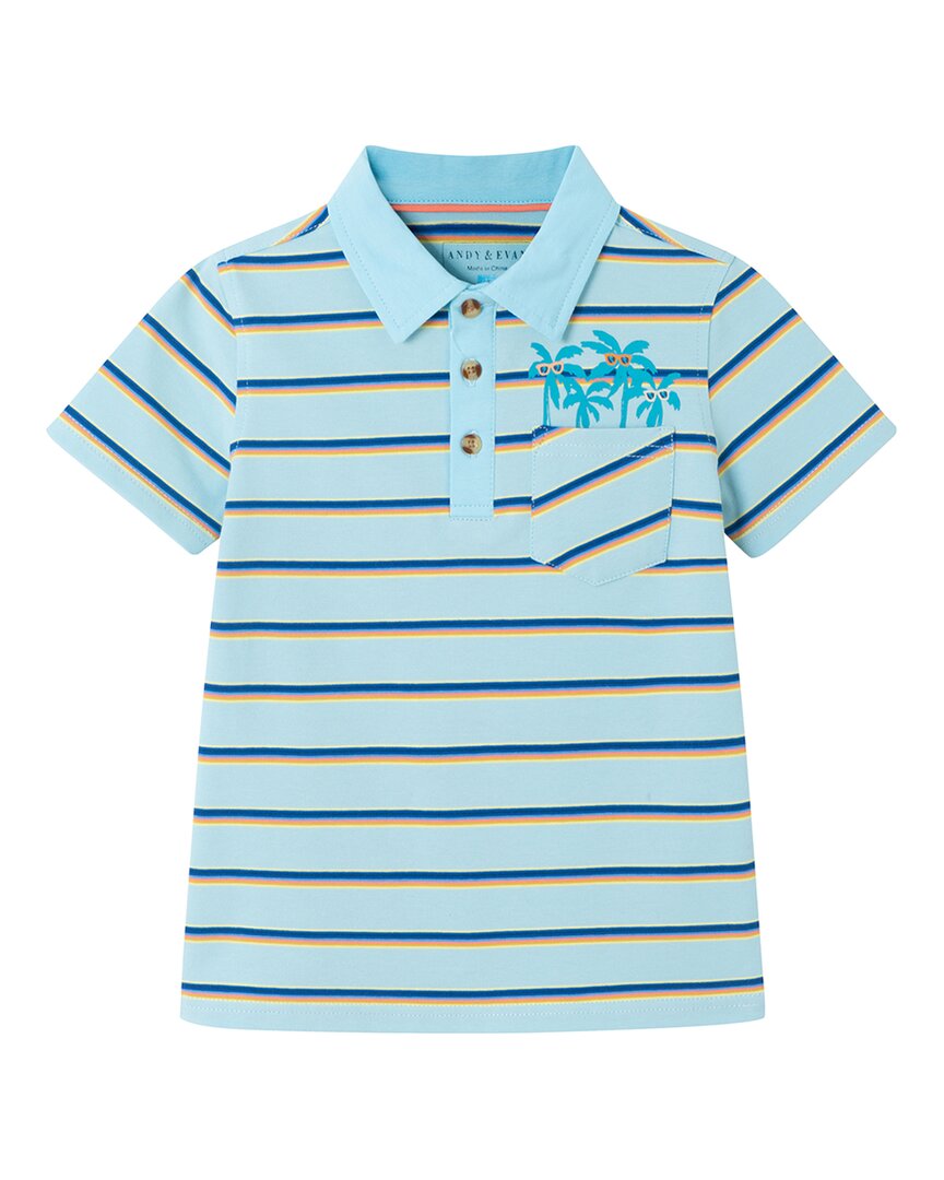 

Полосатая рубашка-поло Andy & Evan с карманами для пальм, синий