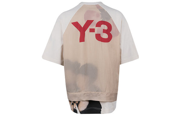 Футболка men's y-3 ss21 rear logo printing round neck short sleeve creamy white t-shirt Adidas, белый — фото 2