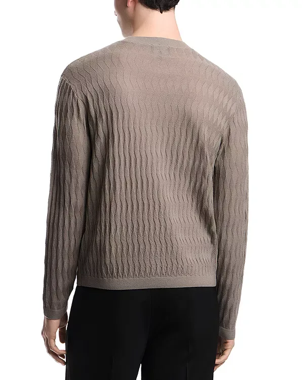 Шерстяной пуловер с геометрическим ромбовидным узором Emporio Armani, Beige — фото 3