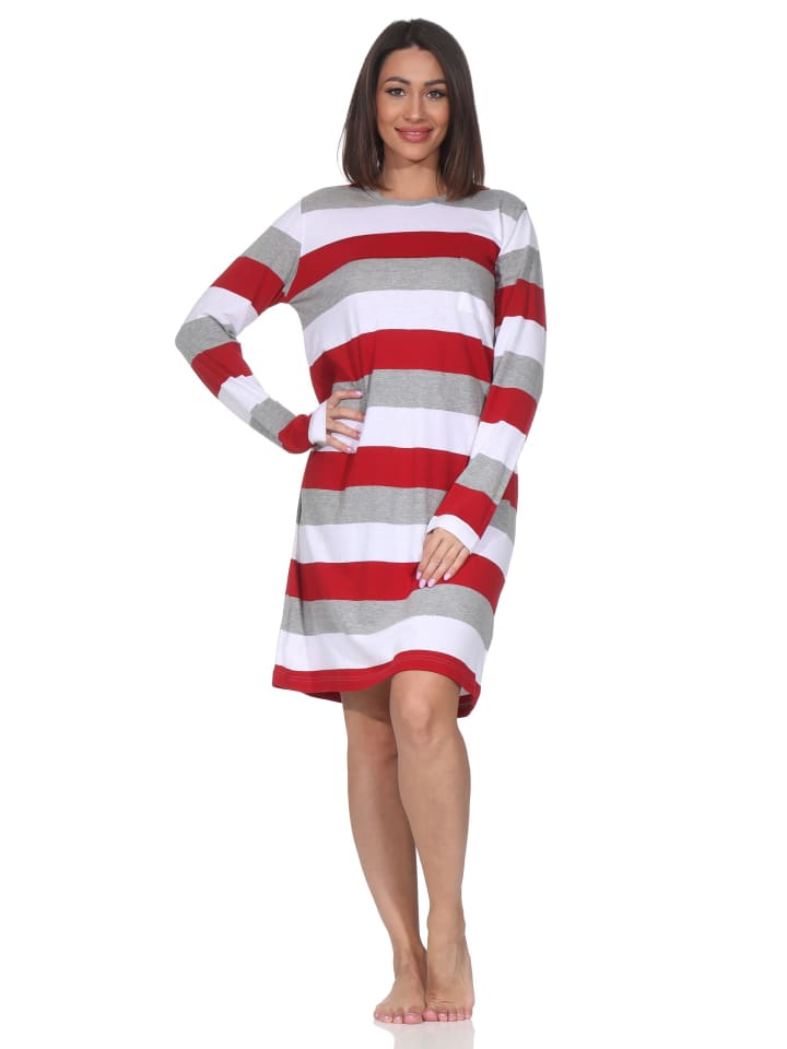 

Ночная рубашка с длинными рукавами и полосками красного цвета NORMANN