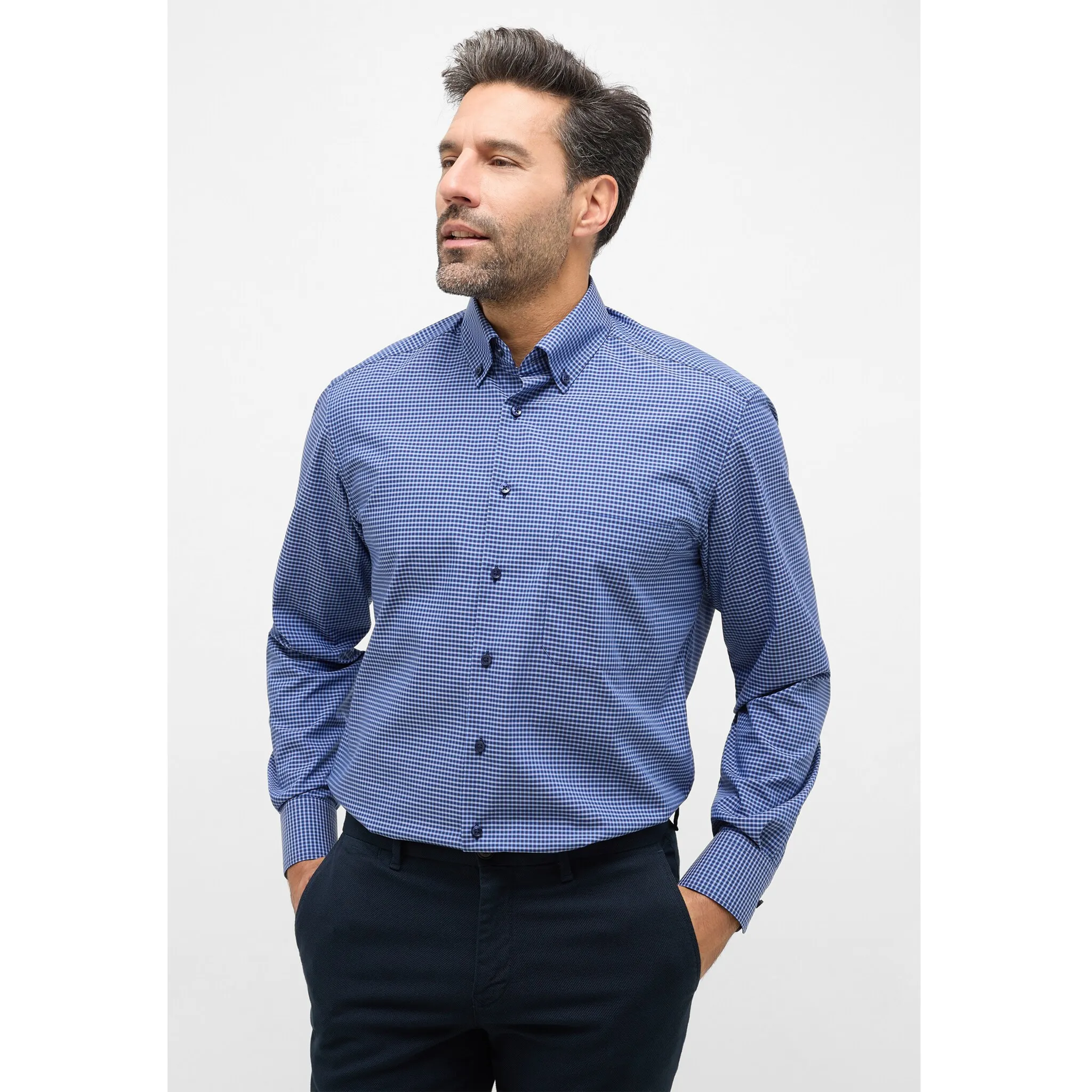 

Рубашка Eterna с длинными рукавами "COMFORT FIT", синий