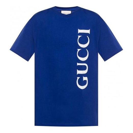 

Футболка large logo printing short sleeve blue Gucci, синий