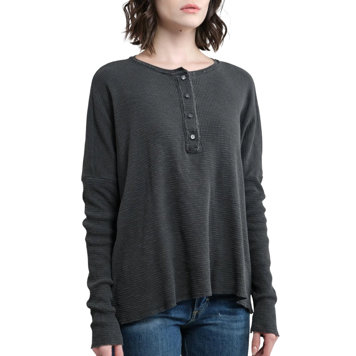 

Топ Abbot Slim Sleeve Henley в пигментированном черном цвете NSF