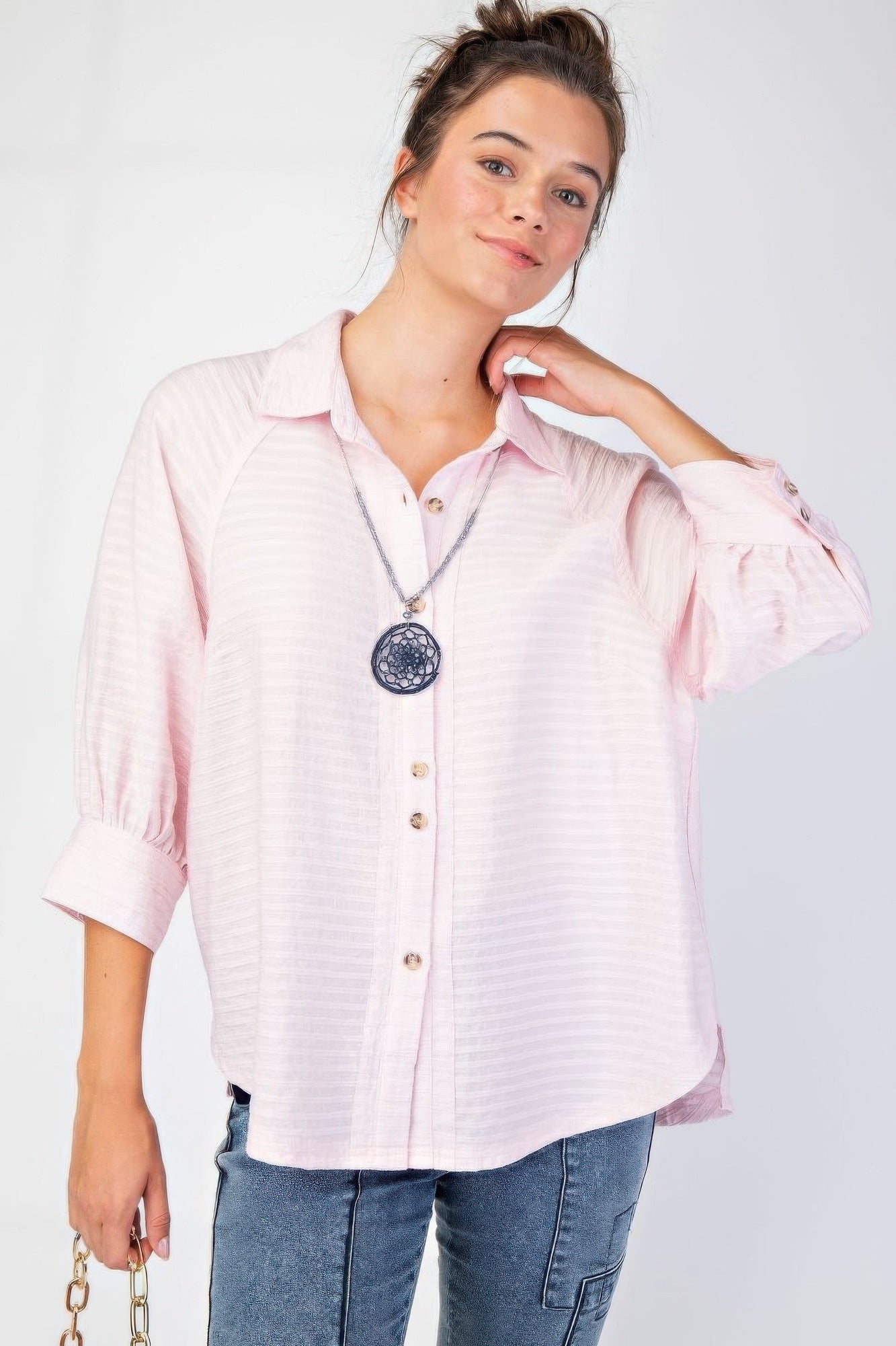

Текстурированная тканая рубашка на пуговицах FASHNZFAB, цвет mist pink
