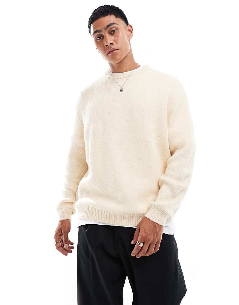 

ASOS DESIGN – вязаный свитер оверсайз овсяного цвета с начесом