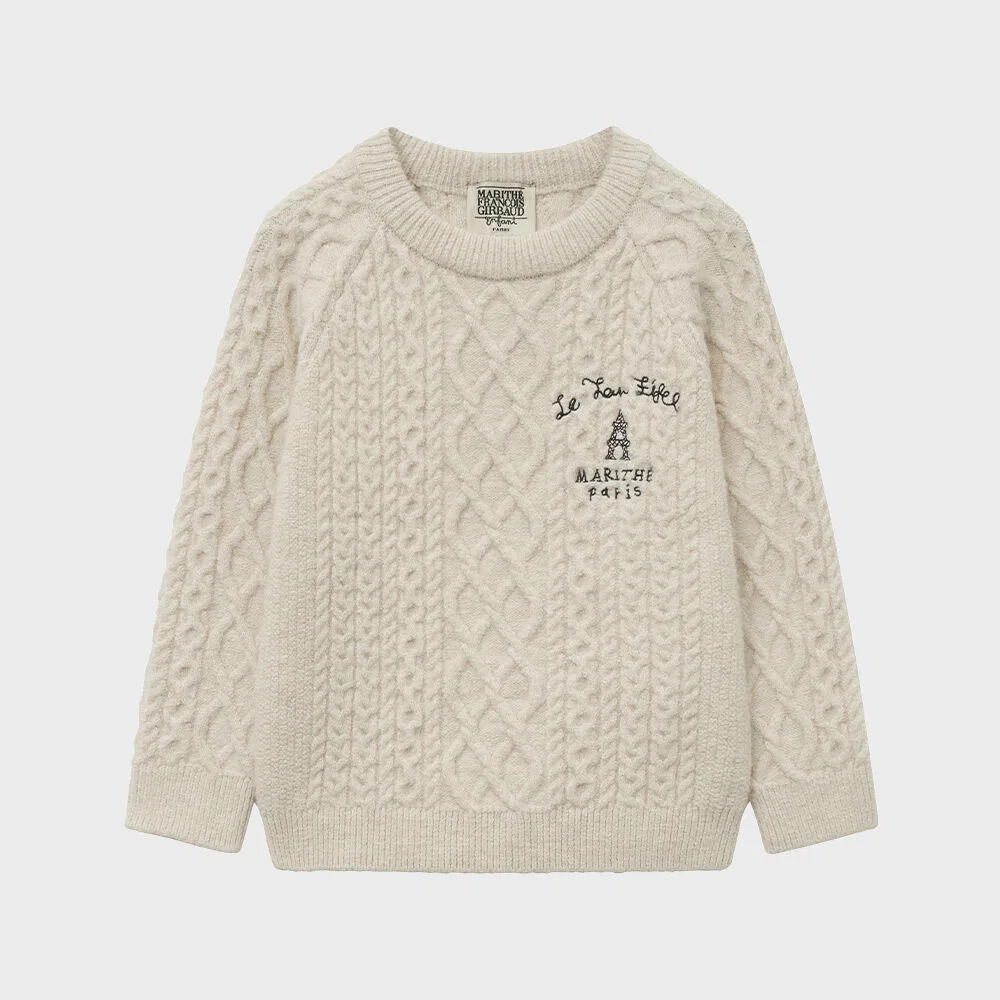 Детский вязаный свитер Enfant Cable Knit цвета айвори от Marithé Kids — фото 2