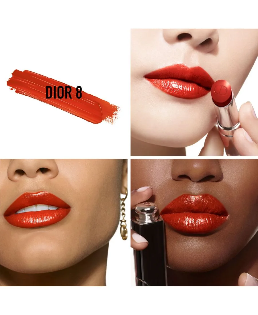 Коллекция многоразовых блестящих помад Addict DIOR, 008 dior 8 (a brick красный) — фото 3