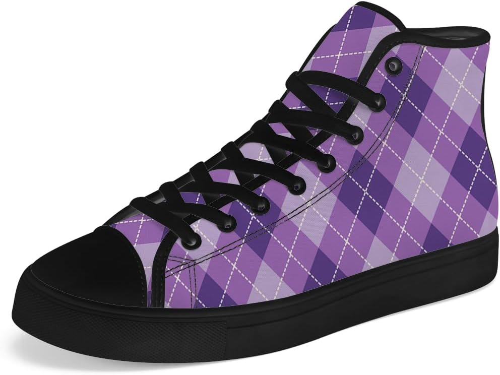 

Кеды Chebing для мужчин и женщин, высокие, тканевые, в клетку, на шнуровке, повседневные, пурпурный