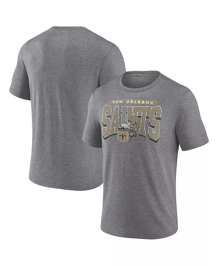 

Мужская футболка New Orleans Saints Heather Gray Warped Block Tri-Blend Fanatics