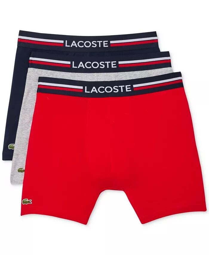 

Мужские 3шт. Эластичные боксеры с французским флагом обычного кроя Lacoste, зеленый