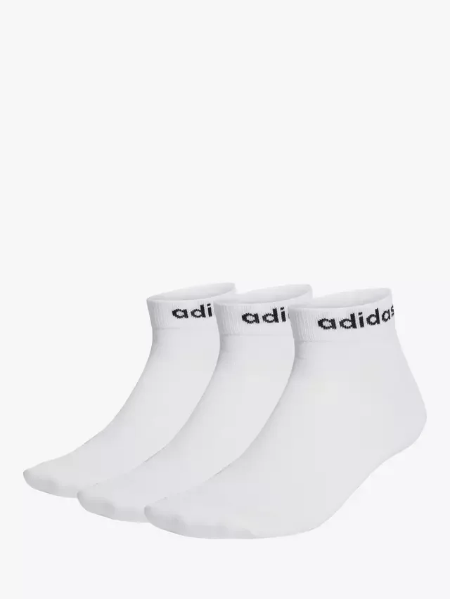 Мужские короткие носки Think Linear, упаковка из 3 штук, белые adidas
