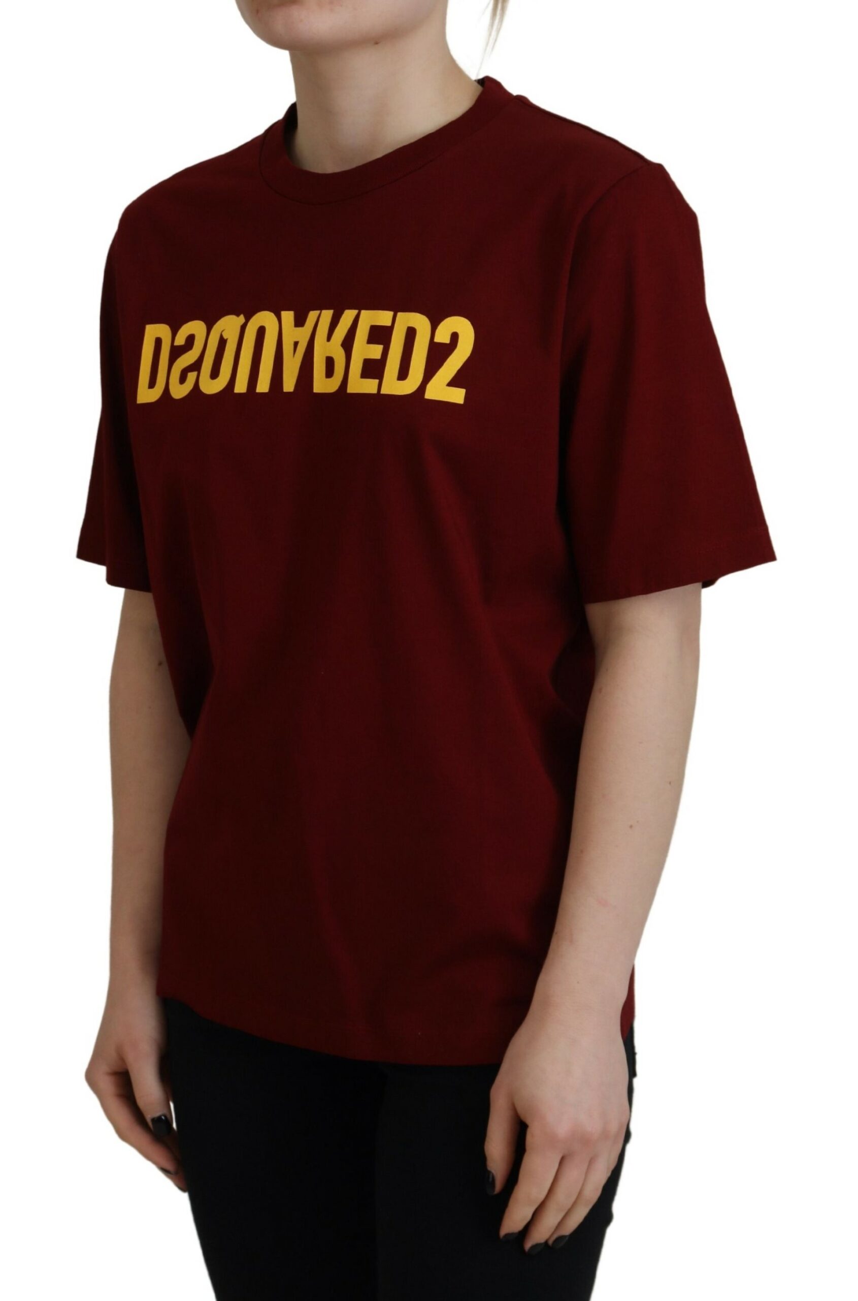 Футболка из хлопка с круглым вырезом и короткими рукавами с логотипом Maroon Dsquared2, цвет Maroon Logo Print — фото 2