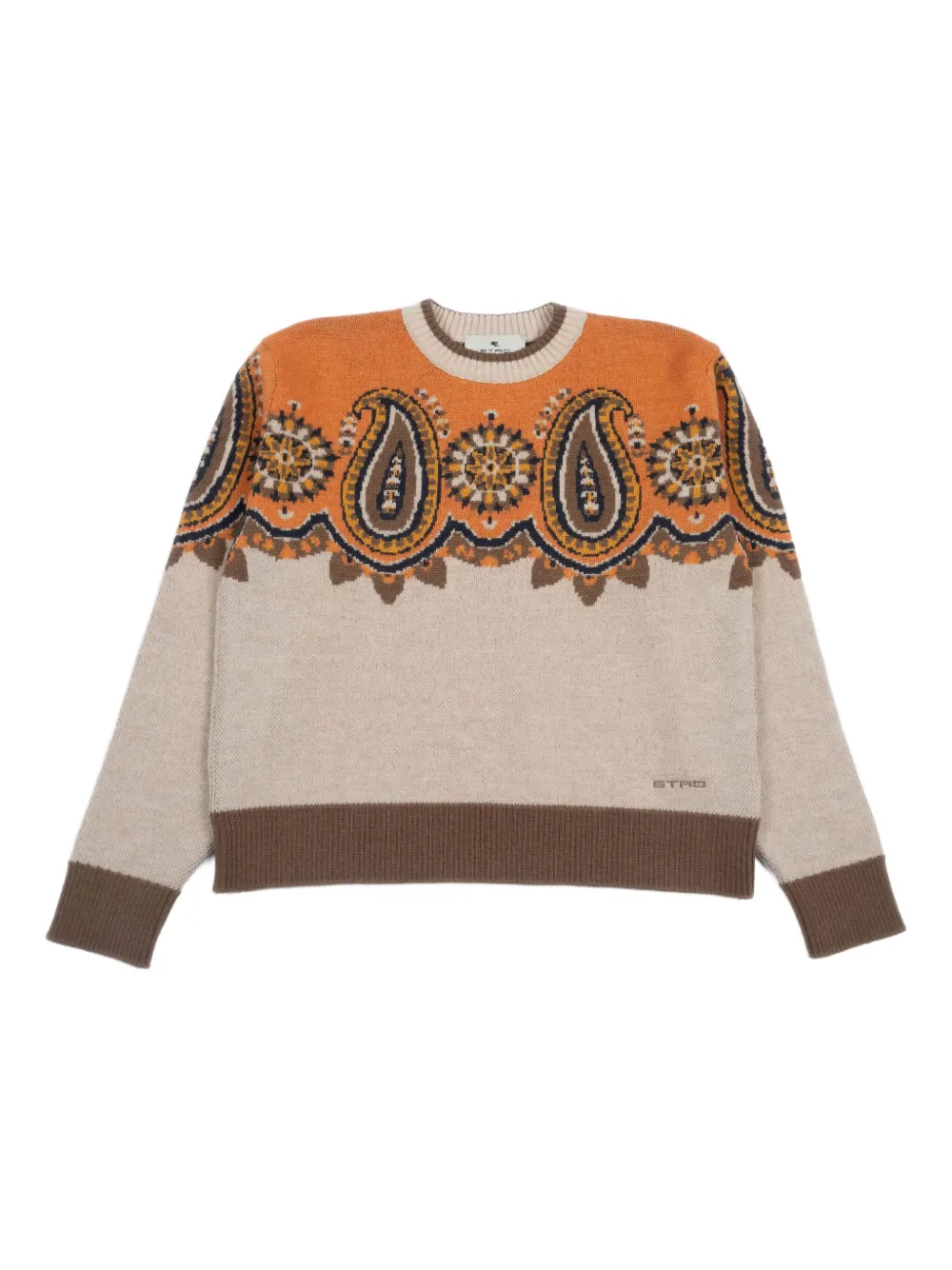 

Свитер с круглым вырезом и узором пейсли ETRO KIDS, коричневый