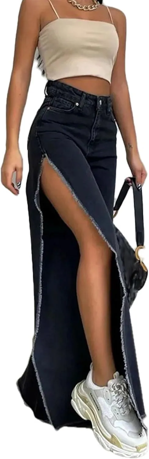 

SEMATOMALA джинсы для женщин с боковым разрезом, широкие, свободного кроя