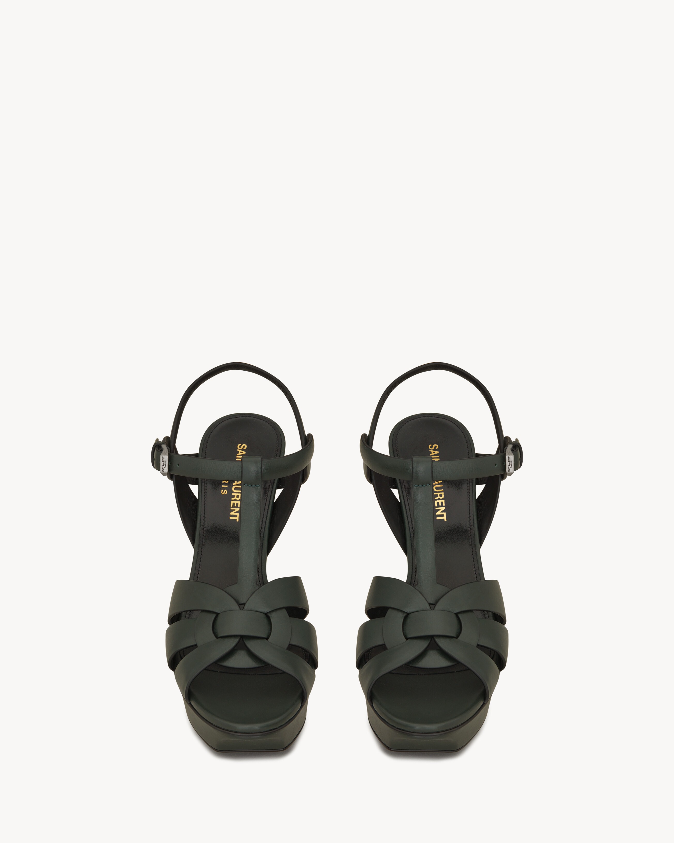 Босоножки на платформе TRIBUTE из гладкой кожи Saint Laurent, зеленый — фото 2