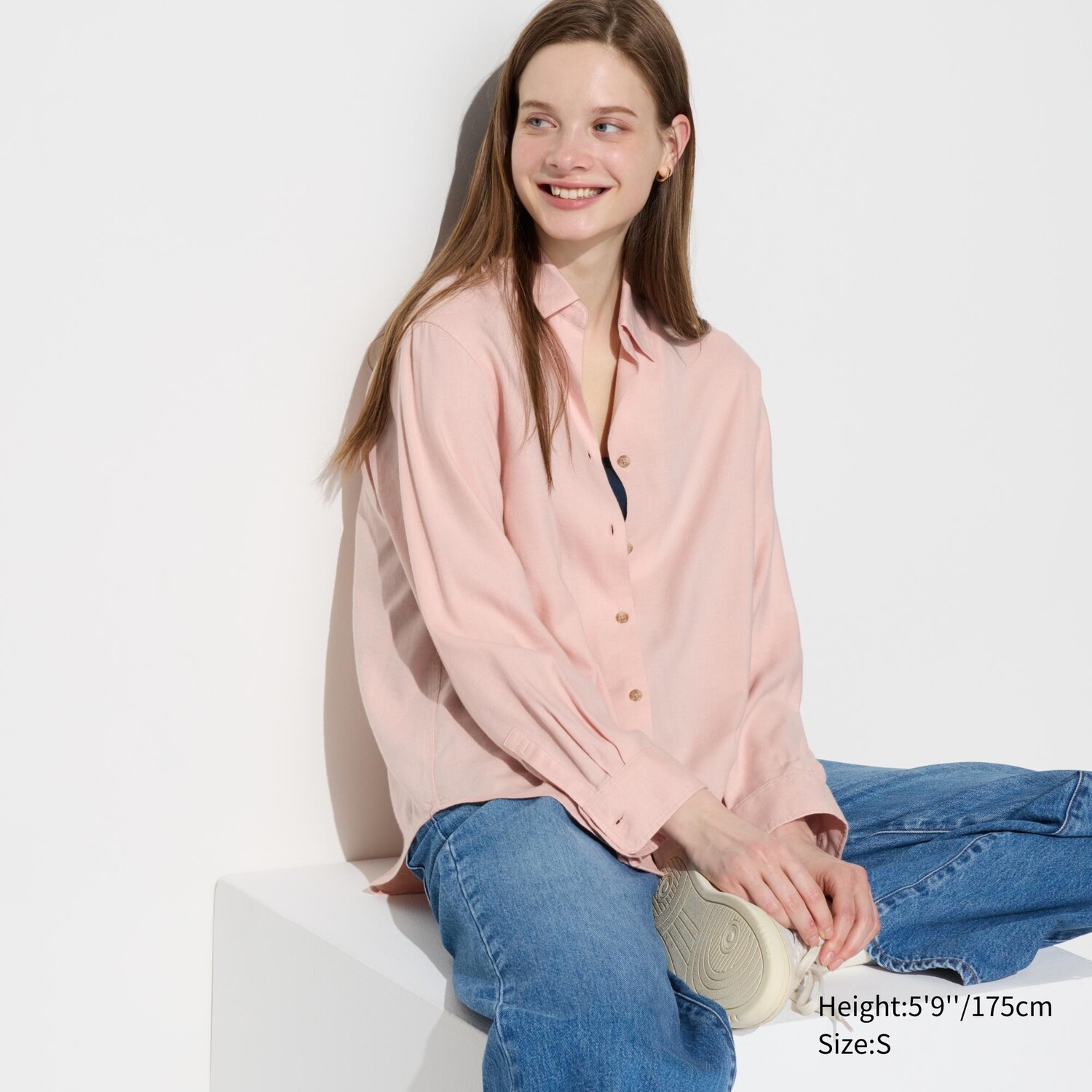 

Фланелевая рубашка в клетку с открытым воротником UNIQLO, розовый