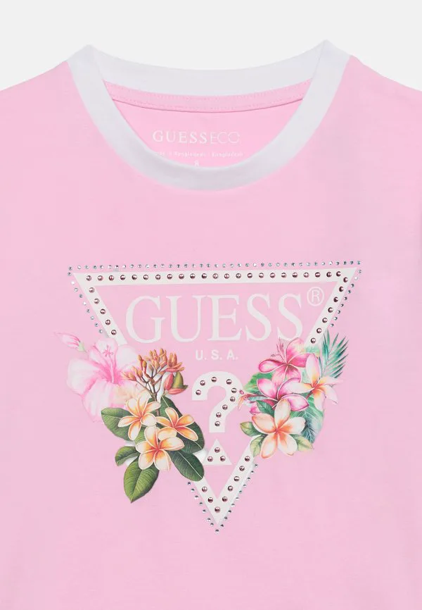Укороченная футболка с принтом для подростков Guess, Taffy Rose — фото 4