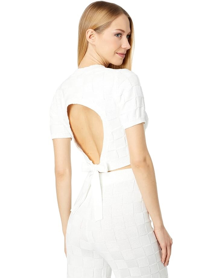

Футболка WAYF Cropped Open Back Tee, цвет Ivory Checker