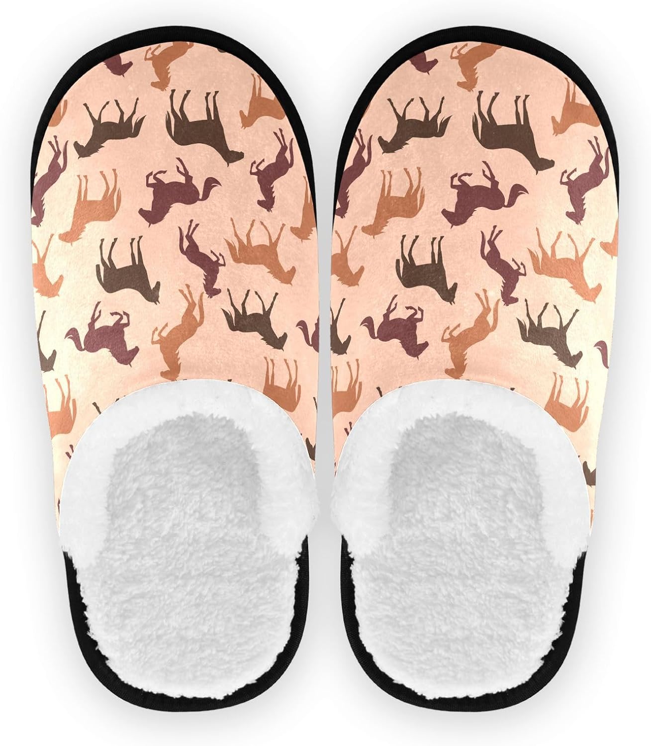 

Тапочки JHKKU для женщин и мужчин, пушистые домашние тапочки, теплые, с противоскользящей подошвой, уютные для дома и путешествий, Horse 1