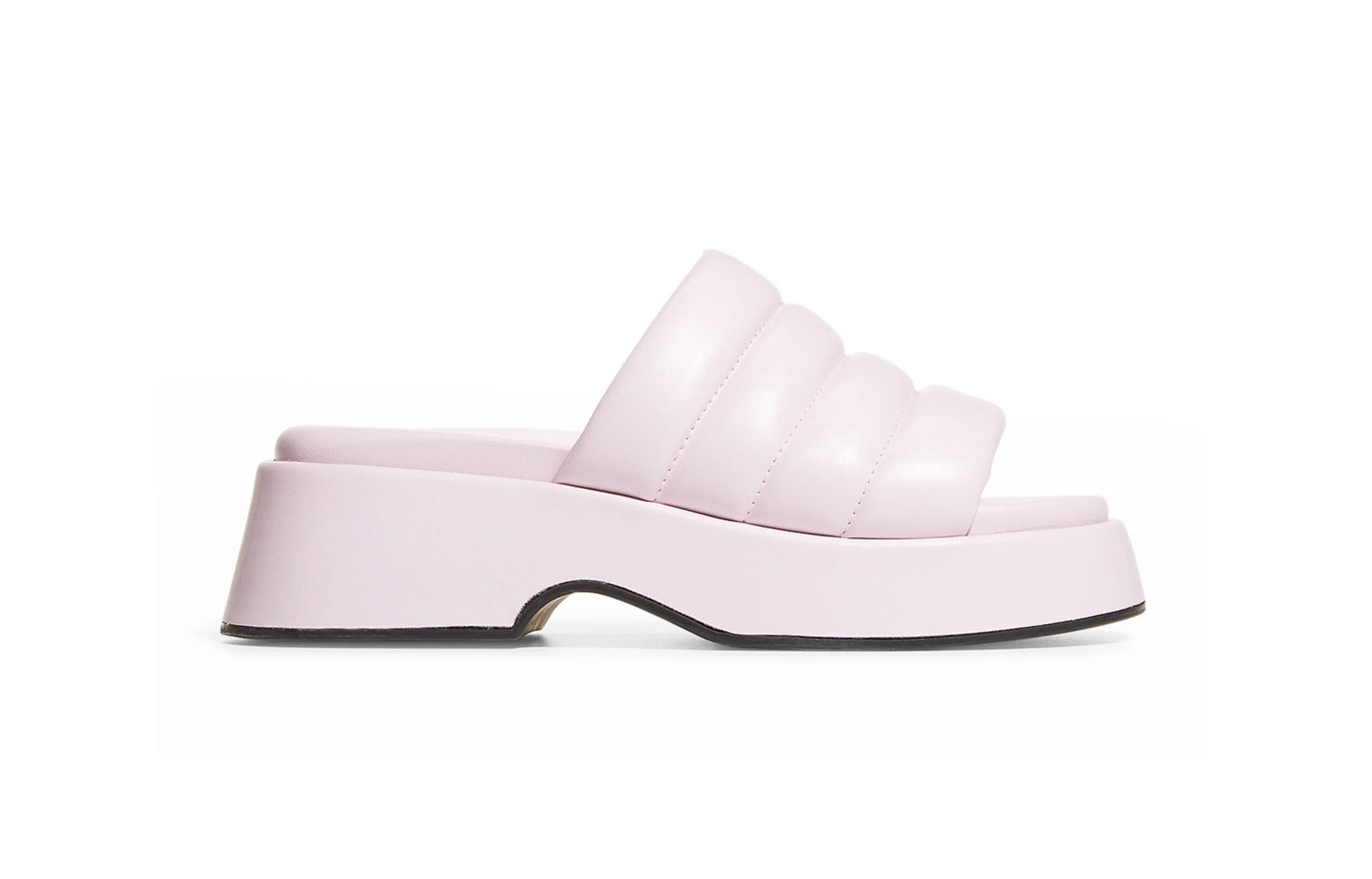 Ganni Women's Vegea Wine Leather Platform Puffy Slide Sandals Pale Lilac Shoes — фото 2