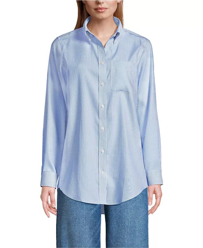 

Женская рубашка No Iron Pinpoint Mens Fit Lands' End, синий