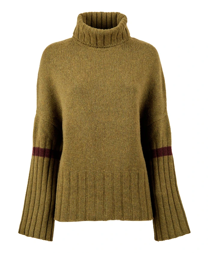 

Женский однотонный зеленый свитер с высоким воротником Gallo, зеленый