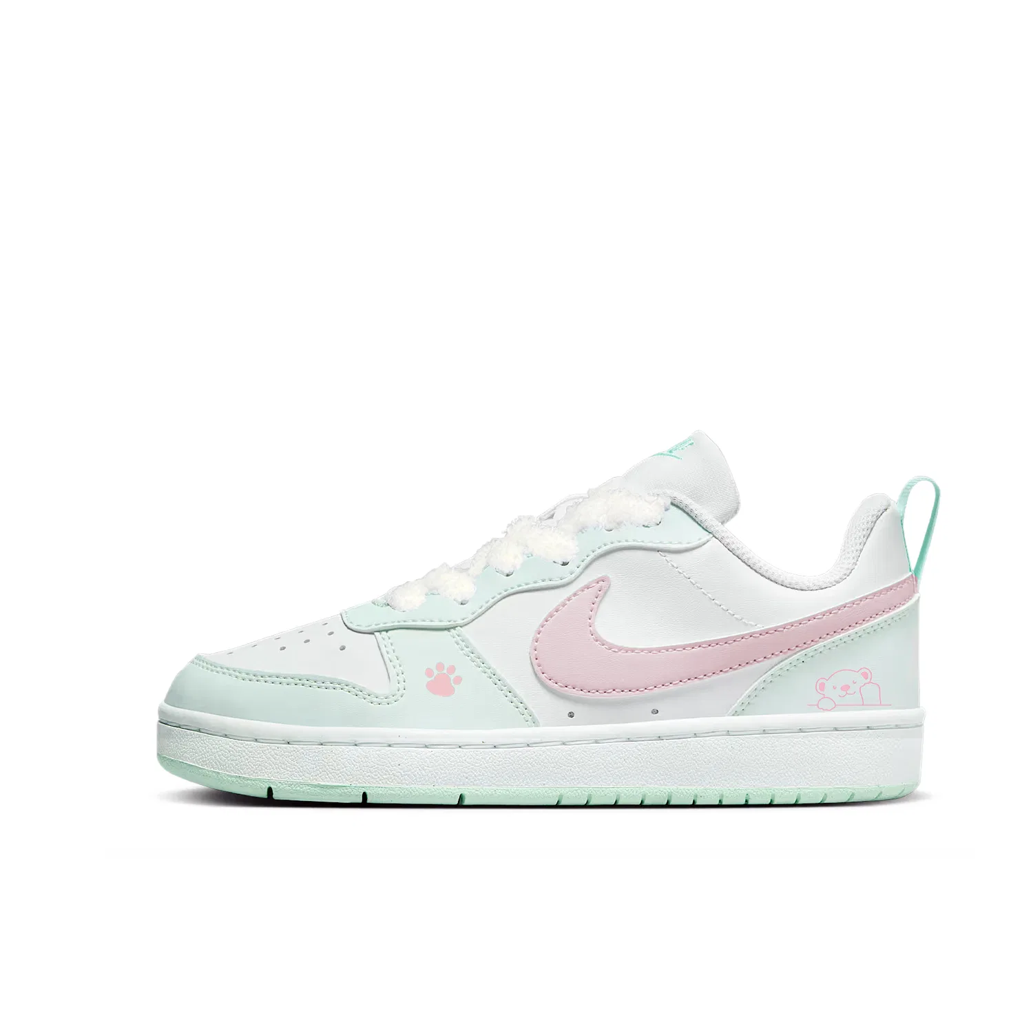 Кроссовки Court Borough Nai Fu Bear Low Top Skateboard Shoes Mint Green Teenagers Nike, Mint Pink