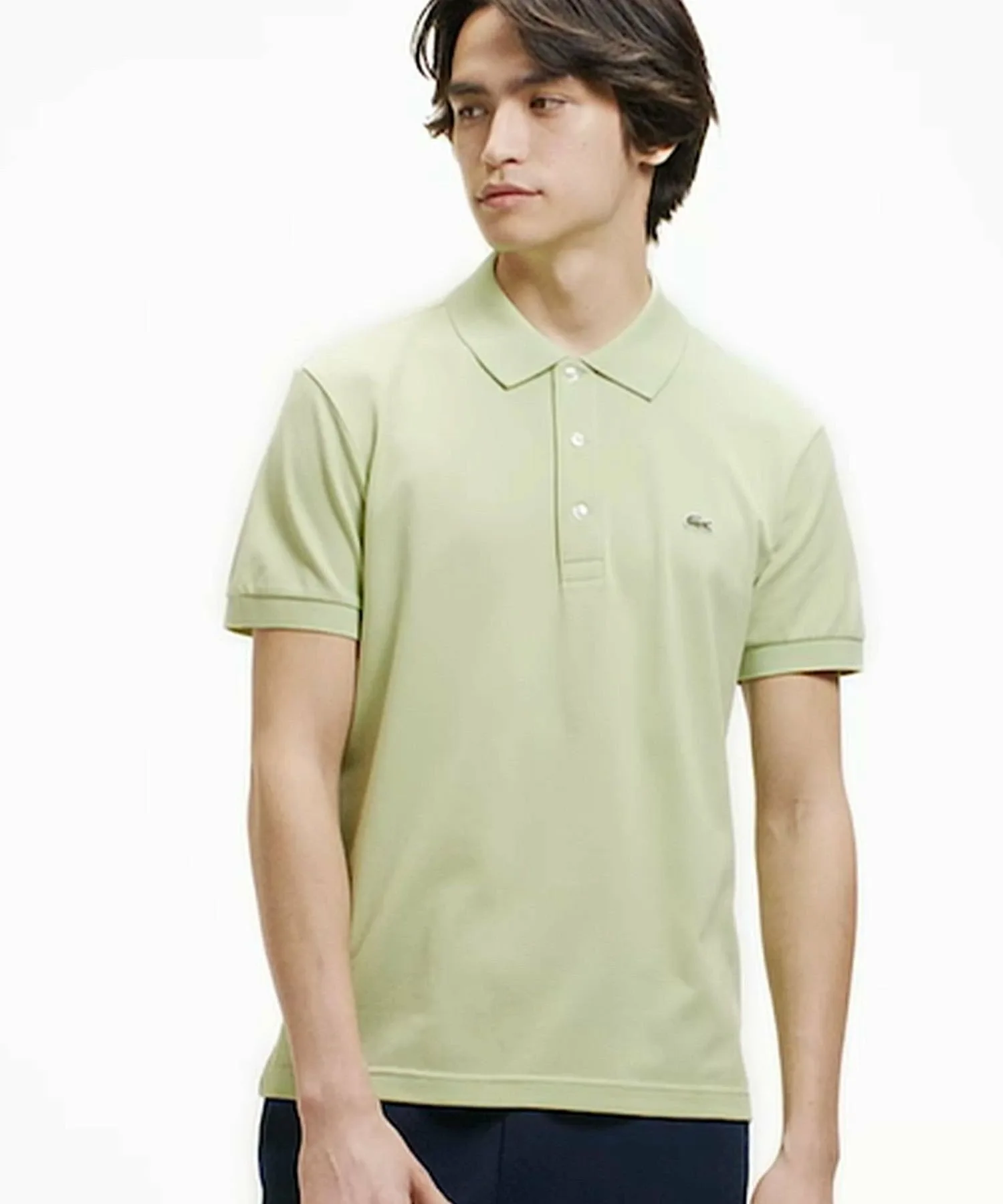 Однотонная облегающая эластичная рубашка-поло (с коротким рукавом) LACOSTE, Sage Green
