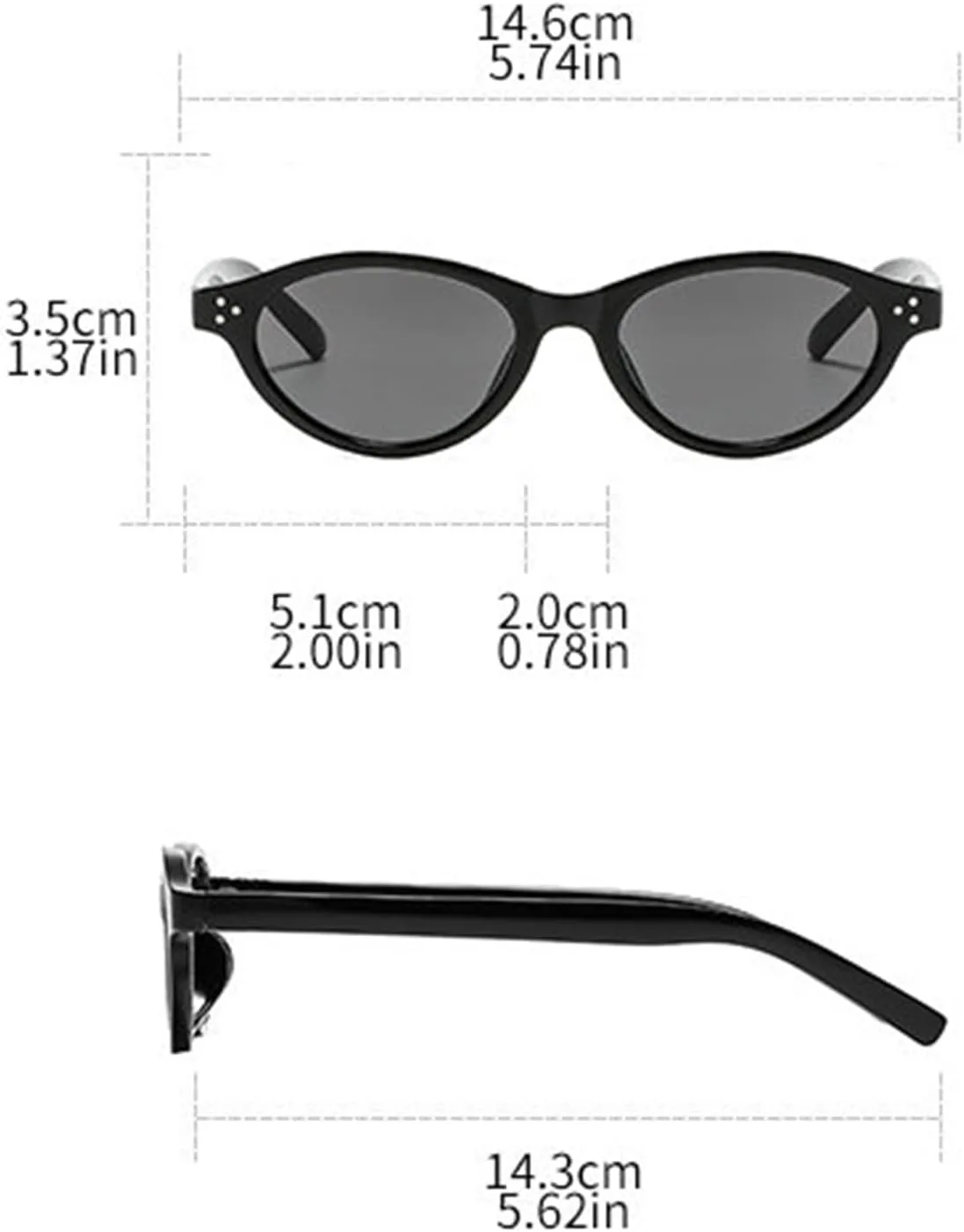 

Willochra Модные маленькие солнцезащитные очки «кошачий глаз» для женщин, винтажные солнцезащитные очки овальной формы с заклепками, цвет шампанского, C2