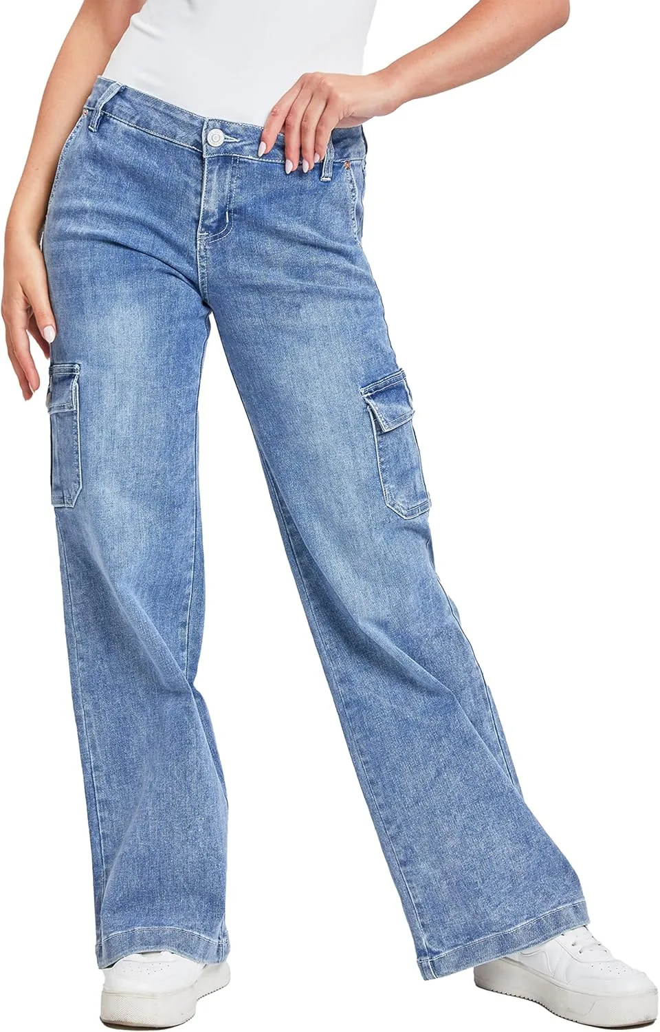 

YMI Women's Straight Leg Cargo Skate Jeans