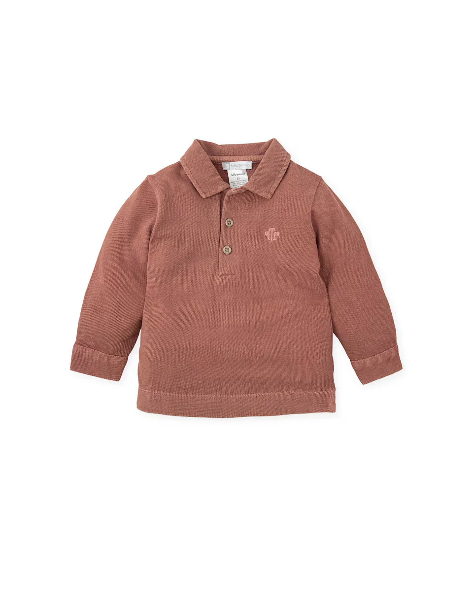 

Рубашка-поло из пике с длинными рукавами для маленьких мальчиков Tutto Piccolo, розовый