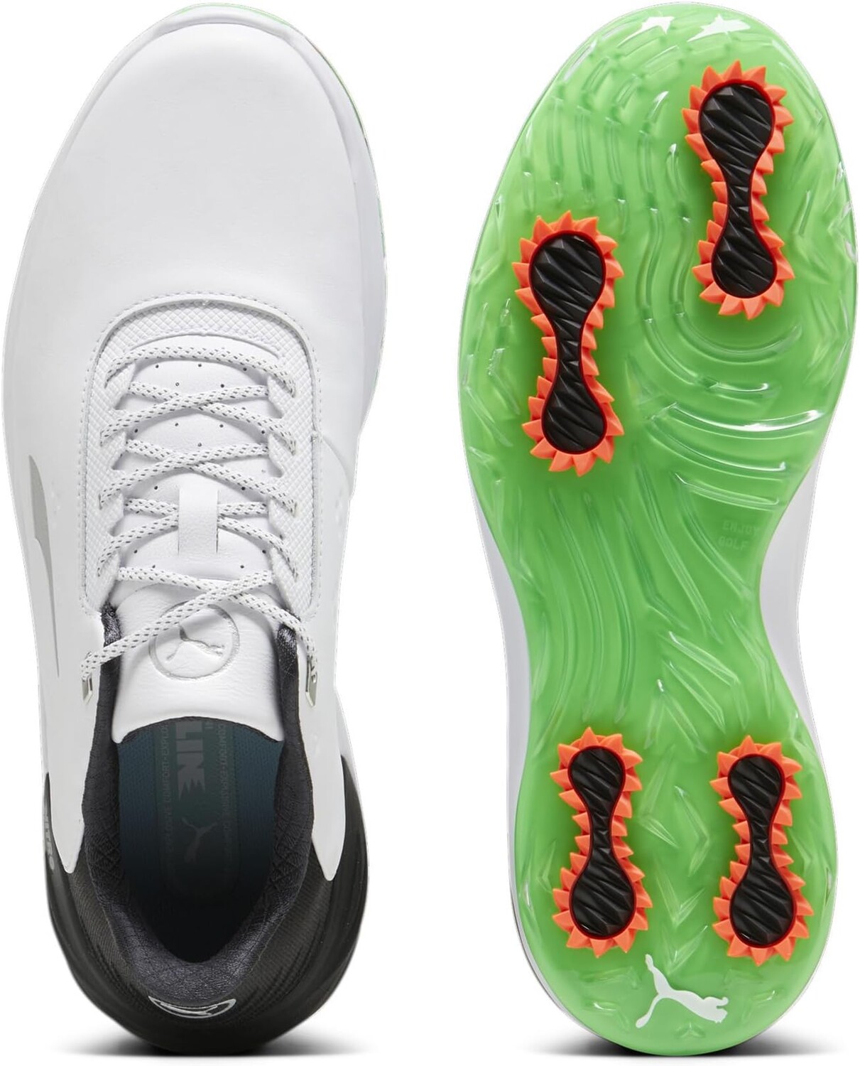 Кроссовки PUMA Golf Phantomcat Nitro, цвет Puma White/Puma Black/Fluro Green Pes — фото 2