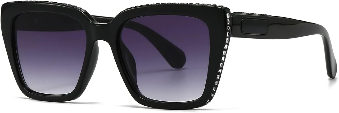 

Роскошные солнцезащитные очки для женщин и мужчин, модные винтажные солнцезащитные очки в стиле панк, с защитой от УФ-излучения UV400 и кристальными линзами SZVVBKK, Black Gray