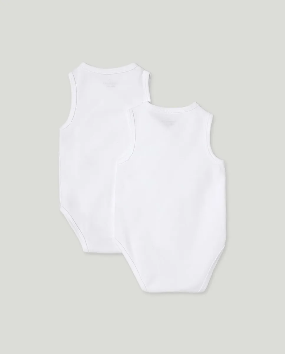 Набор из 2 безрукавных боди для новорожденного Cotton Juice, белый — фото 2