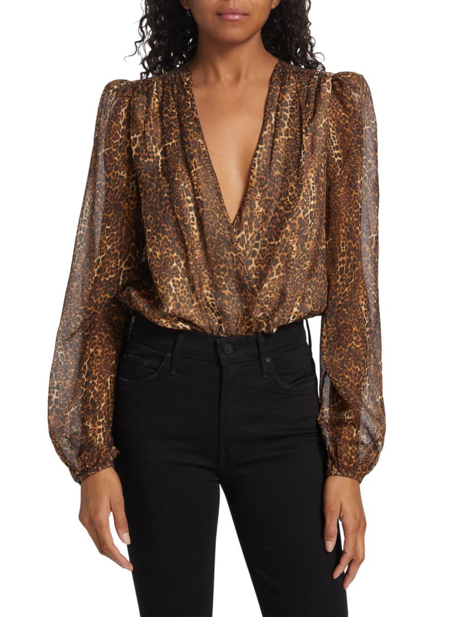 

Шелковый боди Isa Leopard Cami NYC, цвет Animal Print