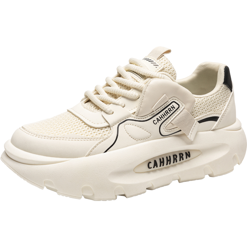 

TONYBEAR Скользоустойчивые износостойкие легкие массивные кроссовки мидтоп с эффектом увеличения роста мужские Ecru, цвет Ecru