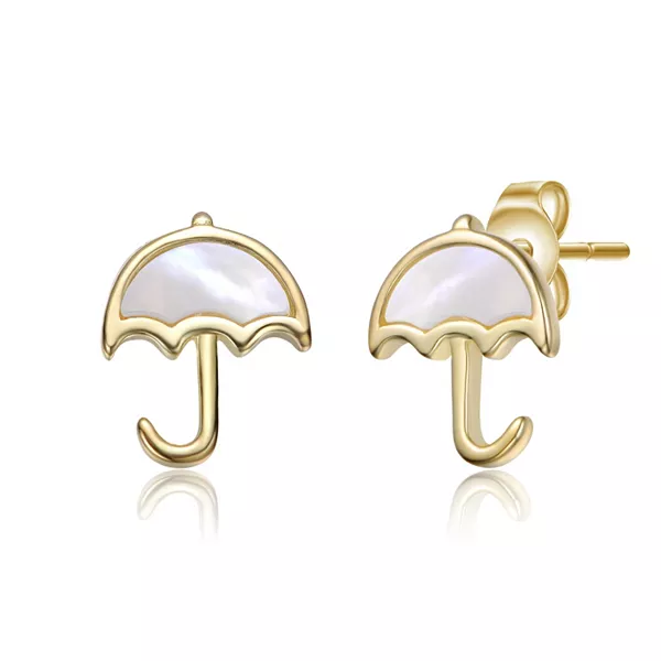 

Детские серьги-гвоздики в форме зонтика, покрытые 14-каратным золотом и белым перламутром Gigigirl, gold
