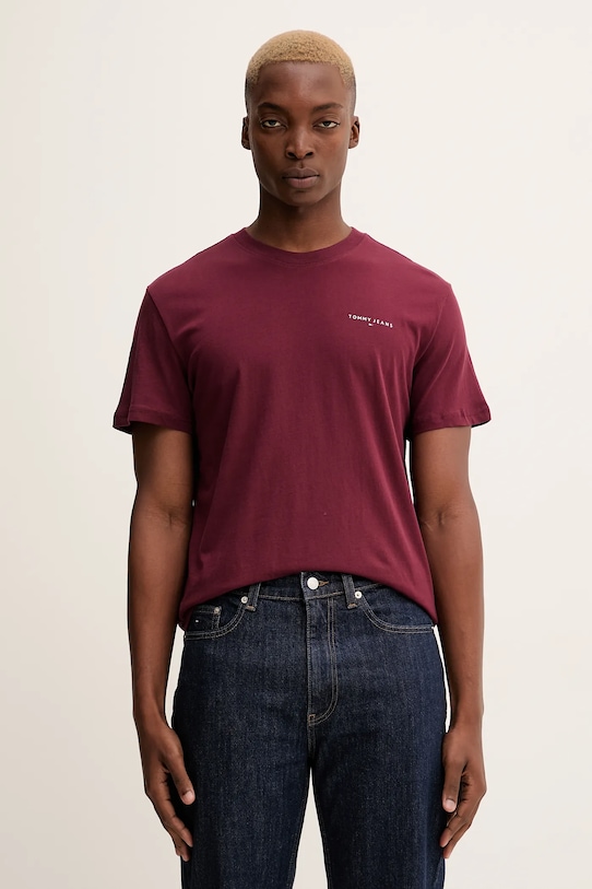 

Хлопковая футболка Tommy Jeans, бордовый, Красный, Хлопковая футболка Tommy Jeans, бордовый