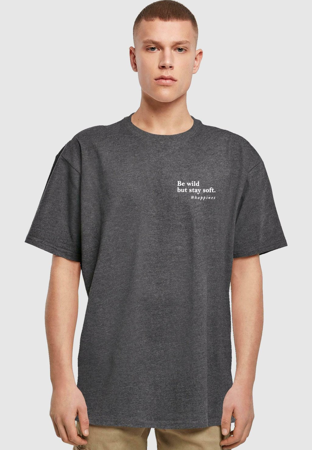 

Футболка с принтом HAPPINES HEAVY TEE Merchcode, серый