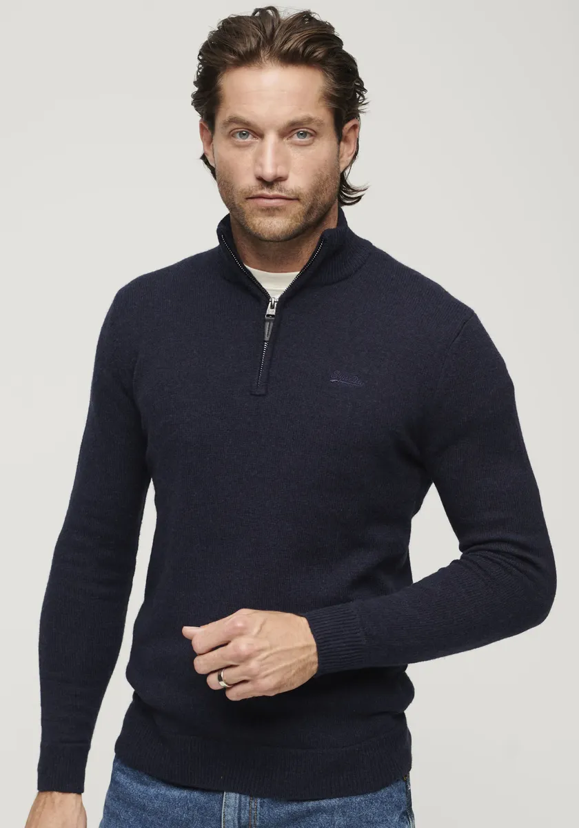 

Свитер с воротником-стойкой Superdry "ESSENTIAL EMB KNIT HENLEY", синий