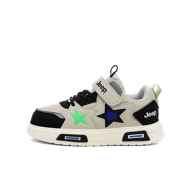 

Детские низкие скейтбордские кроссовки Outdoor Casual Abrasion Resistant Lightweight Cushioning Height Increasing Jeep, черный серый