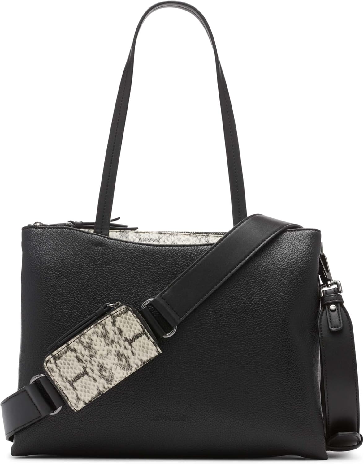 

Женская хромированная сумка-органайзер Calvin Klein 2 в 1, Black/White, Черный, Женская хромированная сумка-органайзер Calvin Klein 2 в 1, Black/White