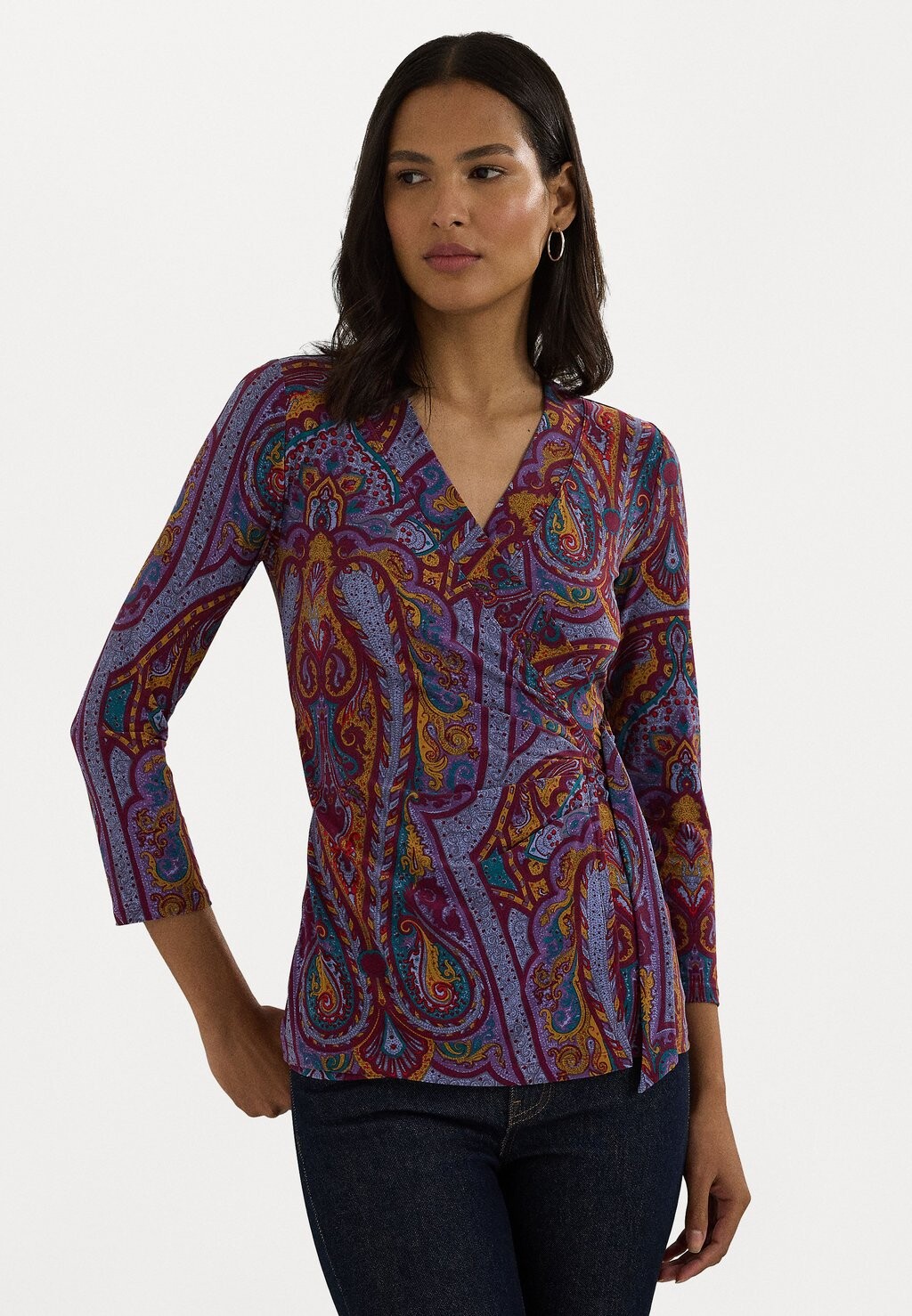 

Топ с длинными рукавами PAISLEY STRETCH JERSEY TOP Lauren Ralph Lauren Petite, мультиколор