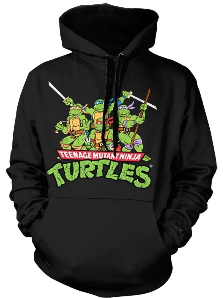 

Толстовка с капюшоном "Distressed Group Big Tall Hoodie" черного цвета Teenage Mutant Ninja Turtles