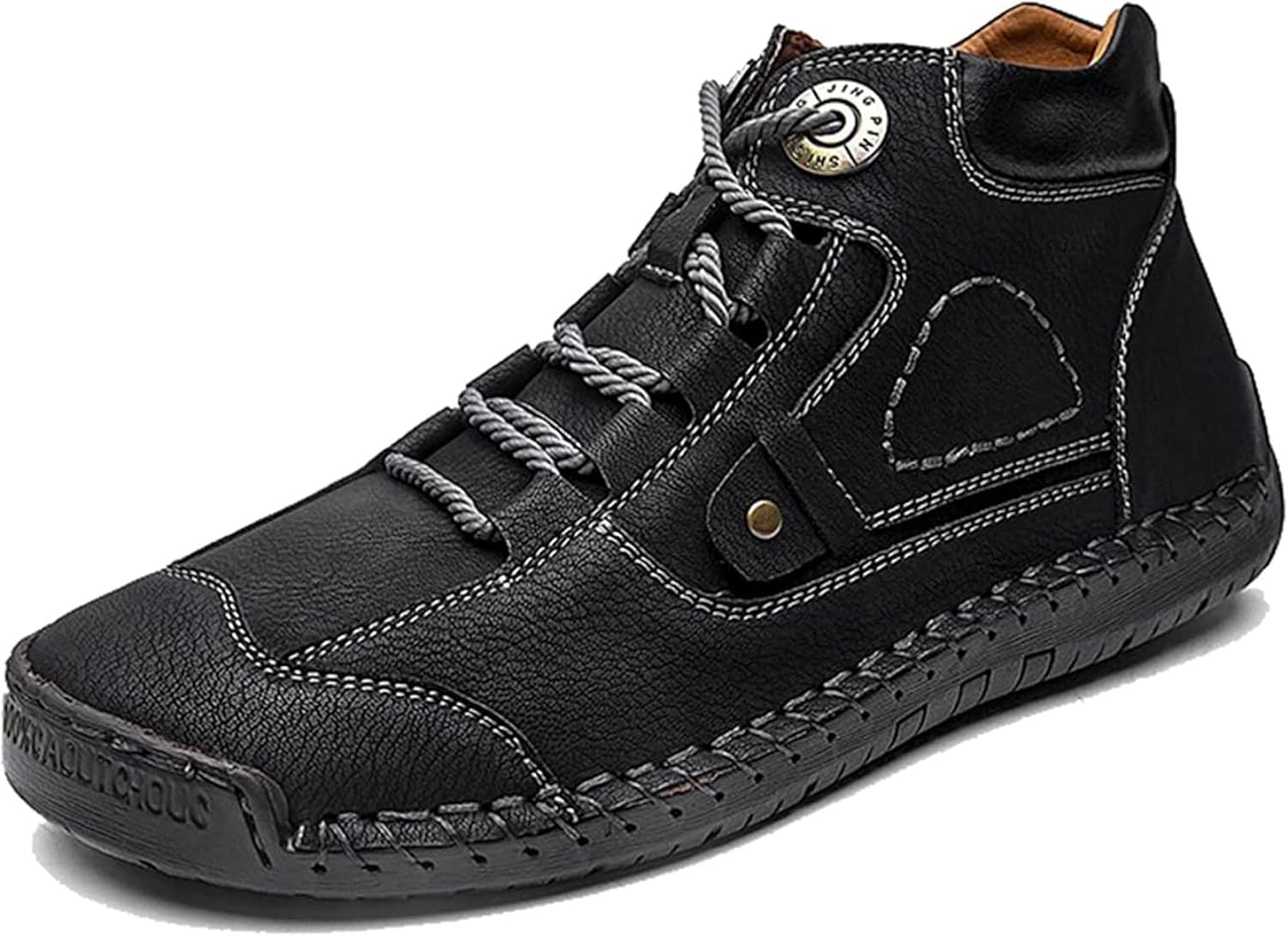 

Мужские осенне-зимние короткие кожаные ботинки Yiozoi, повседневная носка, защищающие от ветра, высокие, на шнуровке, для прогулок, белый