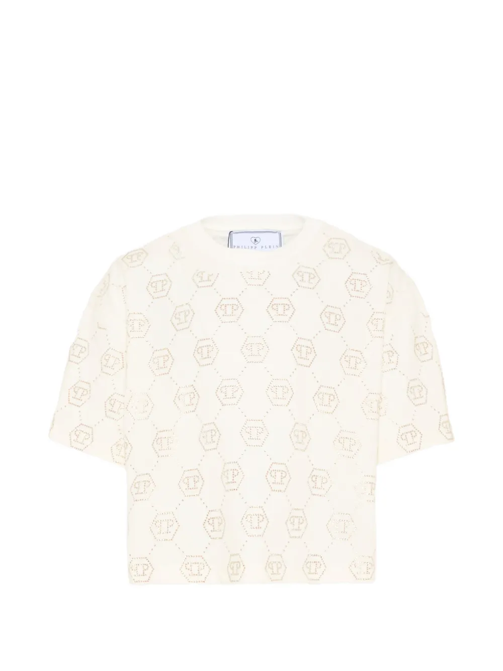 

Футболка с короткими рукавами и узором Philipp Plein Junior, бежевый